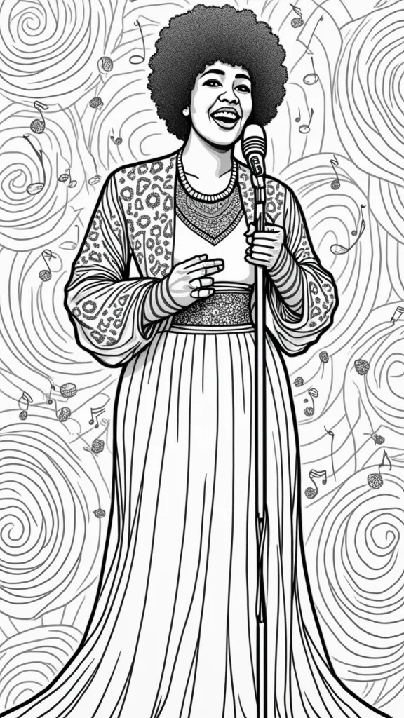 aretha franklin coloring page